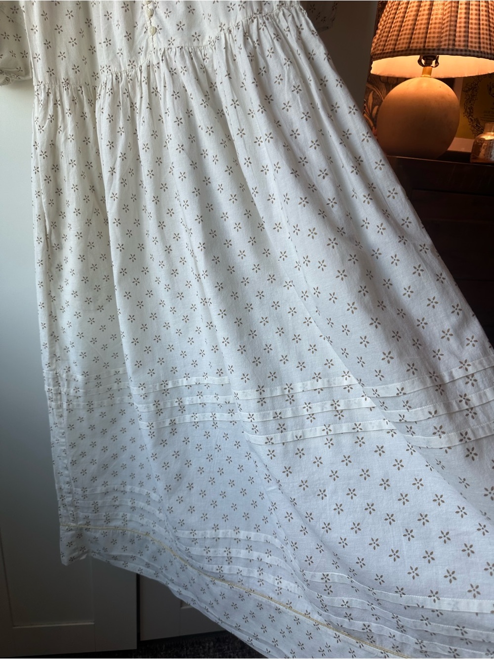 THE GREAT. The Sterling Dress in Natural with Gold Stamp - Picture 5 of 6